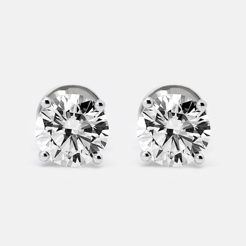 Cts Round Brilliant Cut 18k Gold Solitaire Stud Earrings - The Diamond Edit - Modalova