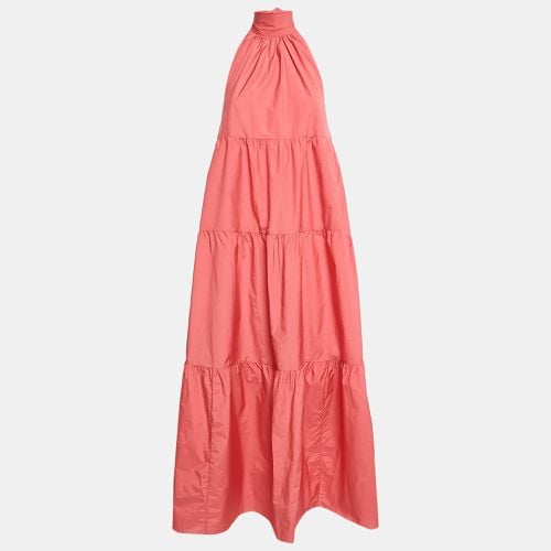 Coral Cotton Blend Halter Neck Tiered Maxi Dress S - Theory - Modalova