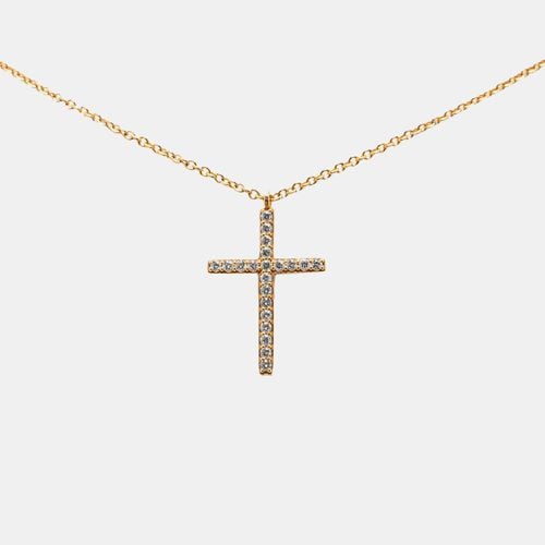 K Gold Diamond Medium Metro Cross Pendant Necklace - Tiffany & Co. - Modalova