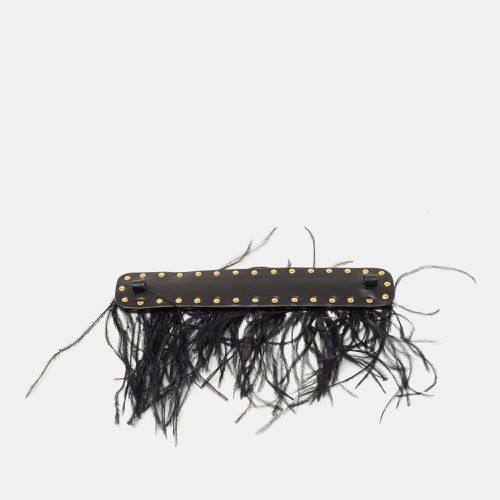 Leather And Ostrich Feather Rockstud Handle Strap - Valentino - Modalova