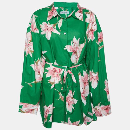 Floral Print Cotton Belted Shirt Dress L - Valentino - Modalova