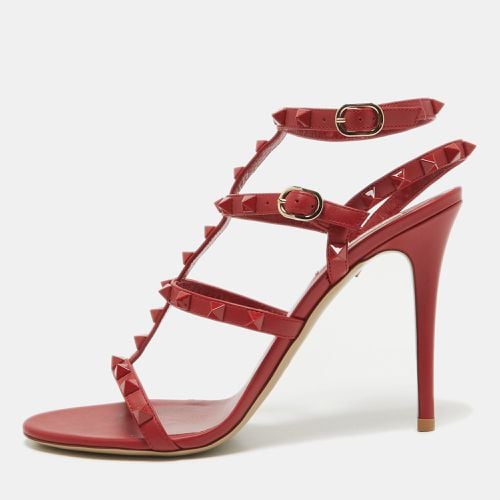 Leather Rockstud Ankle Strap Sandals Size 39.5 - Valentino - Modalova