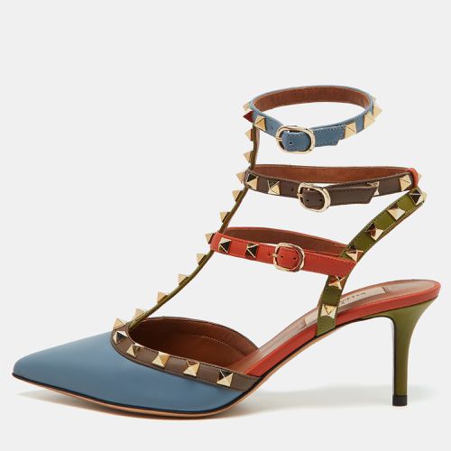 Leather Rockstud Ankle Strap Pumps Size 39 - Valentino - Modalova