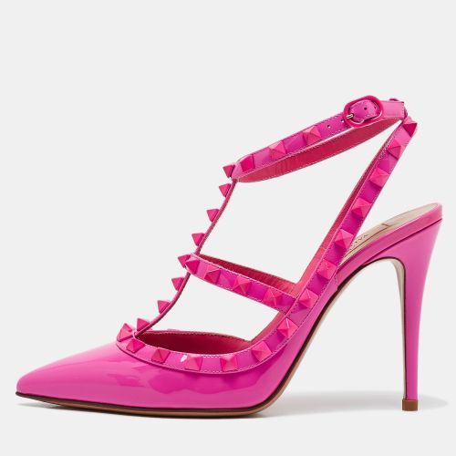 Fuchsia Patent Leather Rockstud Caged Pumps Size 38 - Valentino - Modalova