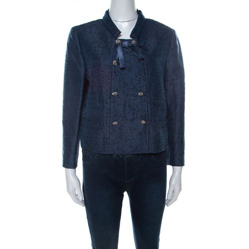 Silk Jacquard Box Fit Cropped Jacket L - Valentino - Modalova