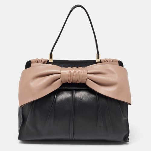 Taupe Leather Aphrodite Bow Top Handle Bag - Valentino - Modalova