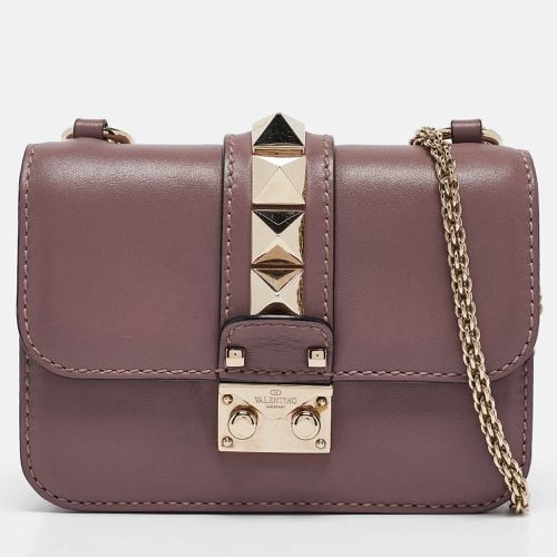 Mauve Leather Mini Glam Lock Flap Shoulder Bag - Valentino - Modalova