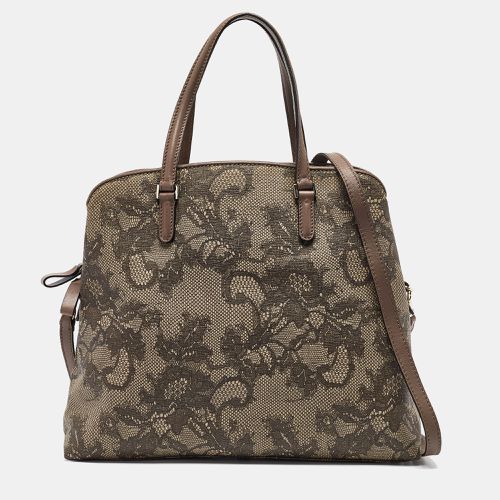 Lace Print Leather Zip Satchel - Valentino - Modalova