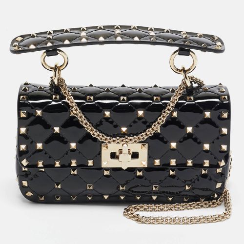 Patent Leather Small Rockstud Spike Top Handle Bag - Valentino - Modalova