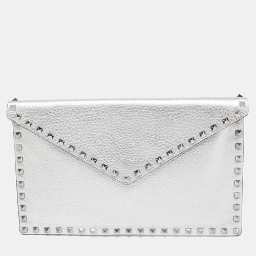 Leather Rockstud Envelope Flap Clutch - Valentino - Modalova