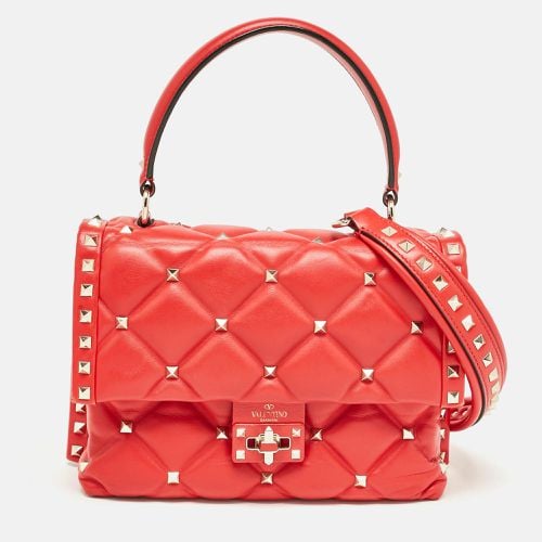 Quilted Leather Medium Candystud Top Handle Bag - Valentino - Modalova