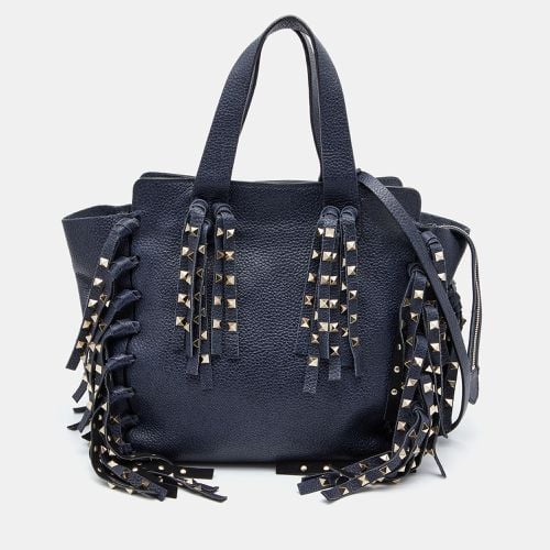 Leather C-Rockee Fringe Tote - Valentino - Modalova