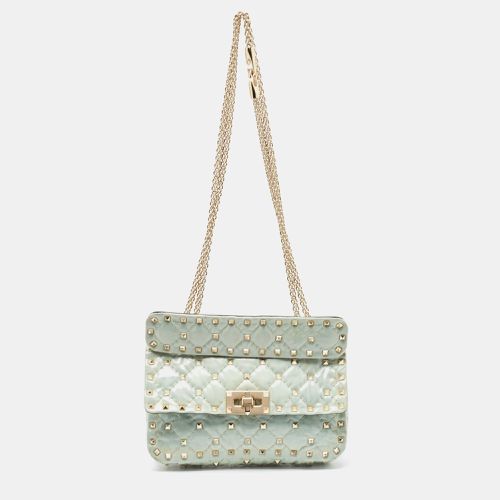 Light Quilted Coated Fabric Small Rockstud Spike Top Handle Bag - Valentino - Modalova