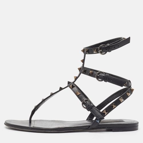 Leather Rockstud Ankle Strap Flats Size 40 - Valentino - Modalova