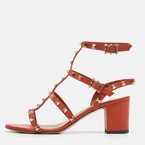 Leather Rockstud Ankle Strap Sandals Size 38 - Valentino - Modalova