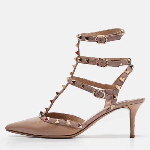 Patent and Leather Rockstud Ankle Strap Pumps Size 39 - Valentino - Modalova