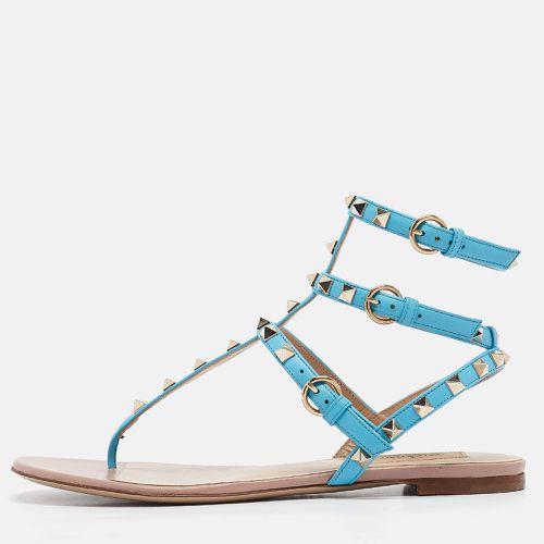 Leather Rockstud Flat Sandals Size 39 - Valentino - Modalova