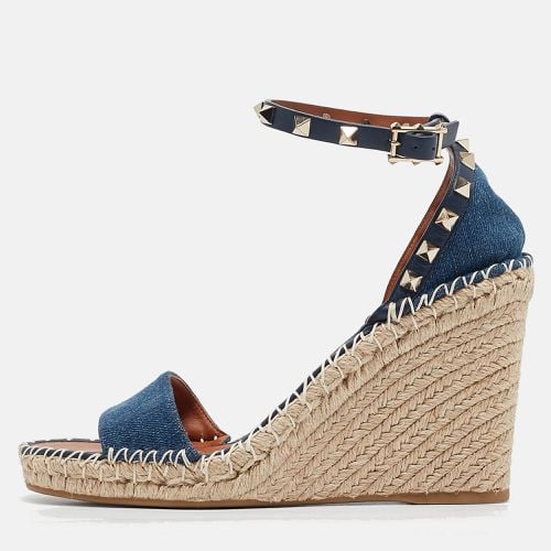 Denim Rockstud Wedge Sandals Size 39 - Valentino - Modalova