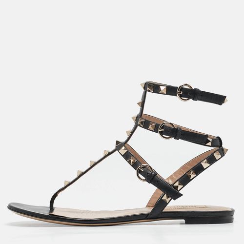 Leather Rockstud Ankle Strap Flat Sandals Size 39 - Valentino - Modalova