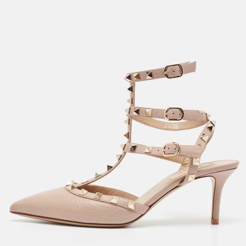 Dusty Leather Rockstud Ankle Strap Pumps Size 38 - Valentino - Modalova