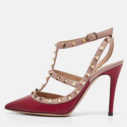 Dusty Pink Leather Rockstud Ankle Strap Pumps Size 35.5 - Valentino - Modalova