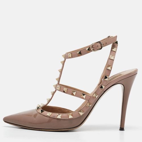 Dusty Patent Leather Rockstud Ankle Strap Pumps Size 40.5 - Valentino - Modalova