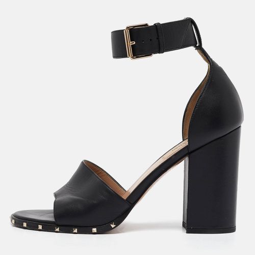 Leather Soul Rockstud Block Heel Ankle Strap Sandals Size 39 - Valentino - Modalova