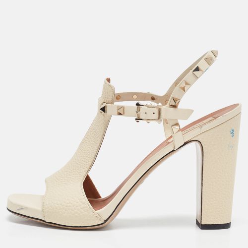 Leather Rockstud Ankle Strap Sandals Size 40 - Valentino - Modalova