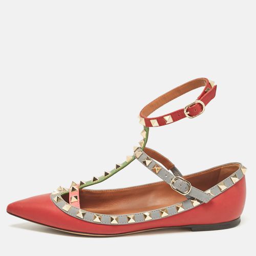 Multicolor Leather Rockstud Ankle Strap Ballet Flats Size 36 - Valentino - Modalova