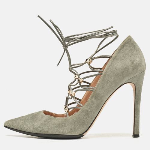 Suede Lace Up Rockstud Pumps Size 38 - Valentino - Modalova