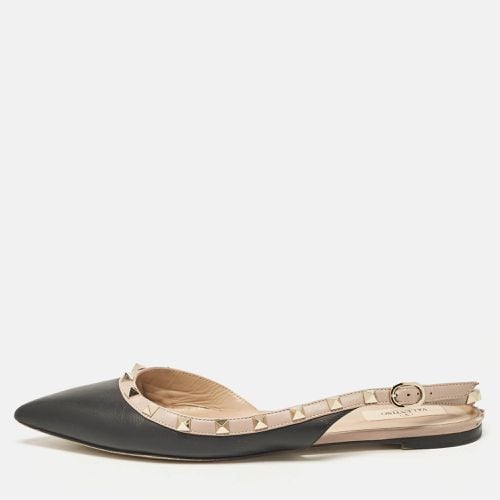 Beige Leather Rockstud Slingback Flats Size 41 - Valentino - Modalova