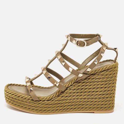 Leather Rockstud Wedge Sandals Size 38 - Valentino - Modalova