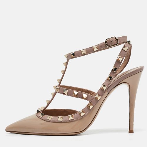 Patent And Leather Rockstud Ankle Strap Pumps Size 38 - Valentino - Modalova