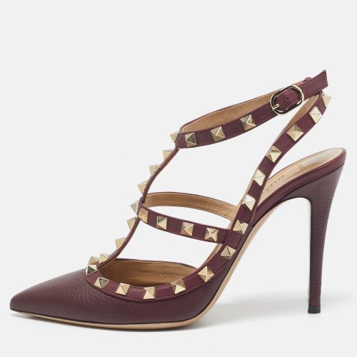 Leather Rockstud Strappy Pointed Toe Pumps Size 38 - Valentino - Modalova