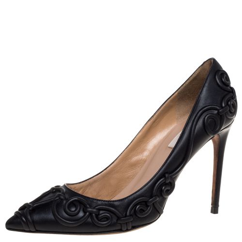 Leather Swirl Detail Pointed Toe Pumps Size 38.5 - Valentino - Modalova