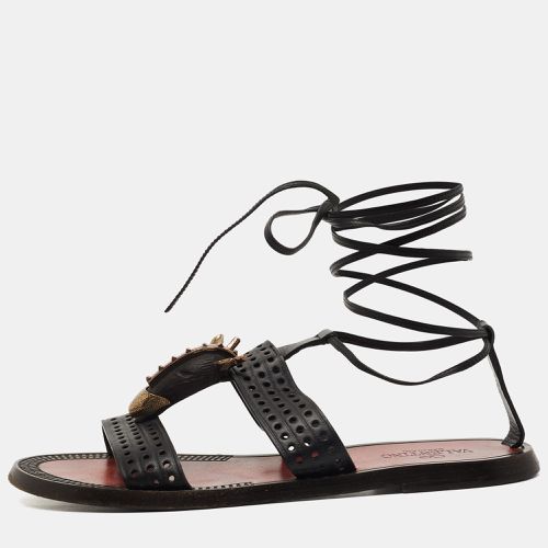 Perforated Leather Ankle Tie Sandals Size 38 - Valentino - Modalova