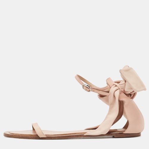 Pink Leather Leather Ankle Strap Flat Sandals Size 38 - Valentino - Modalova