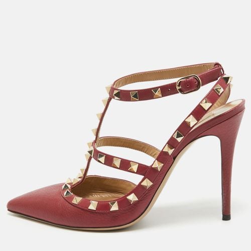 Leather Rockstud Ankle Strap Pumps Size 39 - Valentino - Modalova