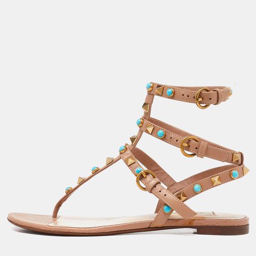 Leather Rockstud Ankle-Strap Flats Size 35 - Valentino - Modalova