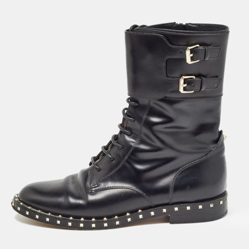 Leather Studded Accents Combat Boots Size 39.5 - Valentino - Modalova