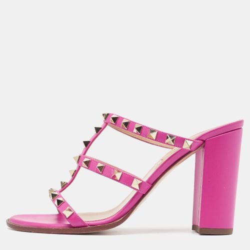 Leather Rockstud Slide Sandals Size 38 - Valentino - Modalova