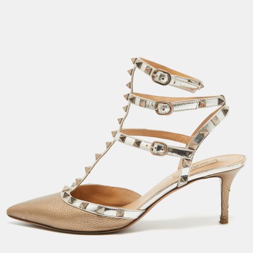 Gold Leather Rockstud Sandals Size 41 - Valentino - Modalova