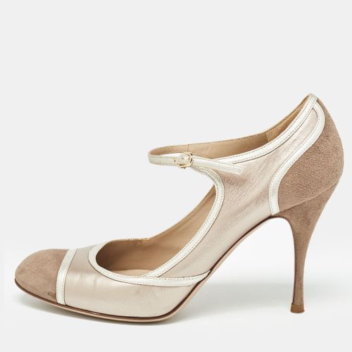 Suede and Leather Ankle Strap Pumps Size 37.5 - Valentino - Modalova