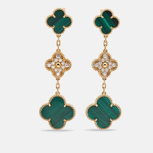 Magic Alhambra Malachite Diamond 18k Gold Earrings - Van Cleef & Arpels - Modalova