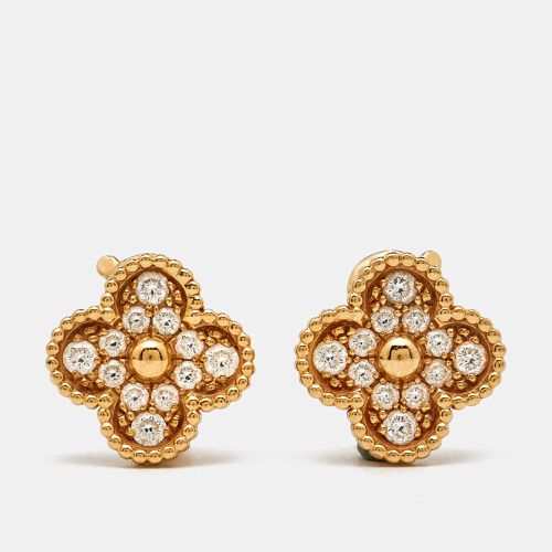 Vintage Alhambra Diamonds 18k Gold Earrings - Van Cleef & Arpels - Modalova