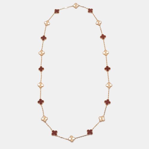 Vintage Alhambra Carnelian 18k Rose 20 Motif Station Necklace - Van Cleef & Arpels - Modalova