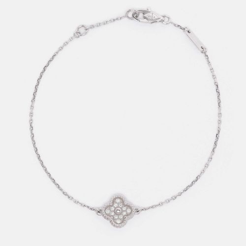 K White Gold Sweet Alhambra Diamond Single Motif Station Bracelet - Van Cleef & Arpels - Modalova