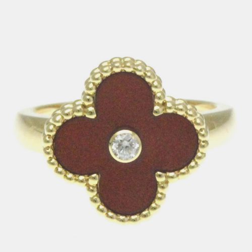 K Gold, Diamond and Carnelian Vintage Alhambra Ring EU 53 - Van Cleef & Arpels - Modalova