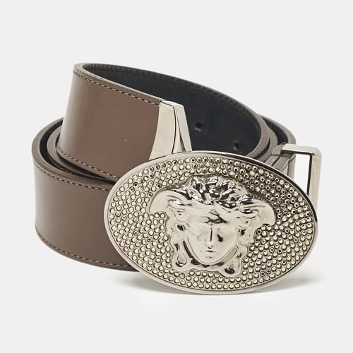 Leather Medusa Oval Belt 90CM - Versace - Modalova