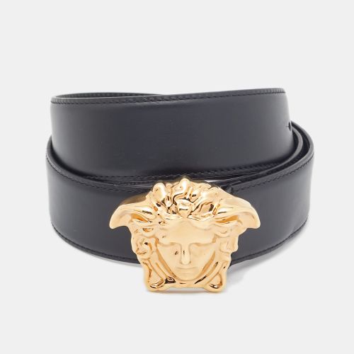 Leather Medusa Head Buckle Belt 95CM - Versace - Modalova